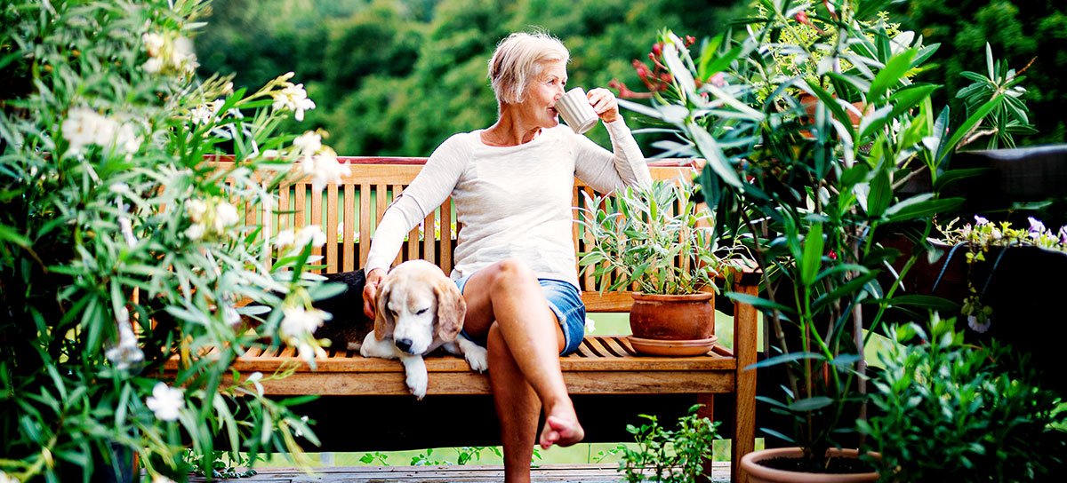 Mature woman with her dog