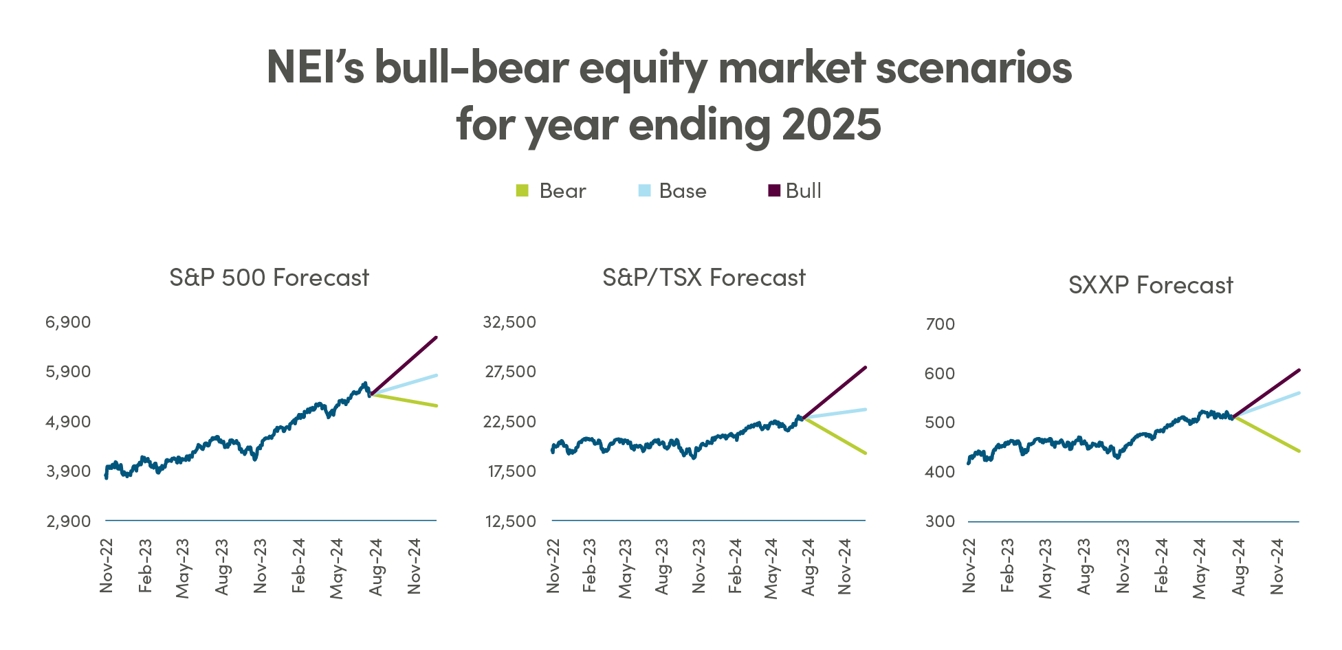 NEI's bull-bear equity market scenarios for year ending 2025