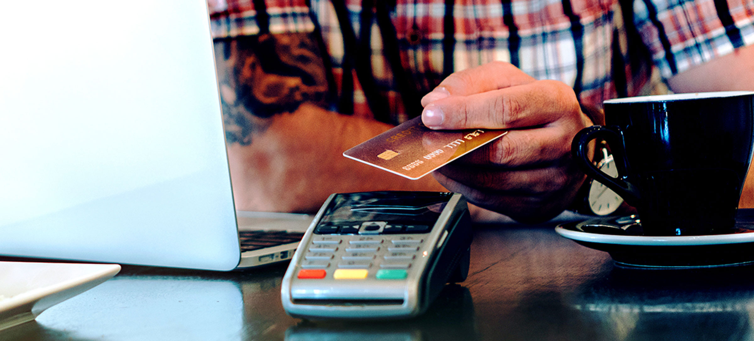 Customer tapping card to make a purchase
